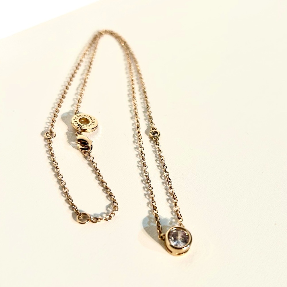 Double Round Yellow Gold Plated Pendant Necklace